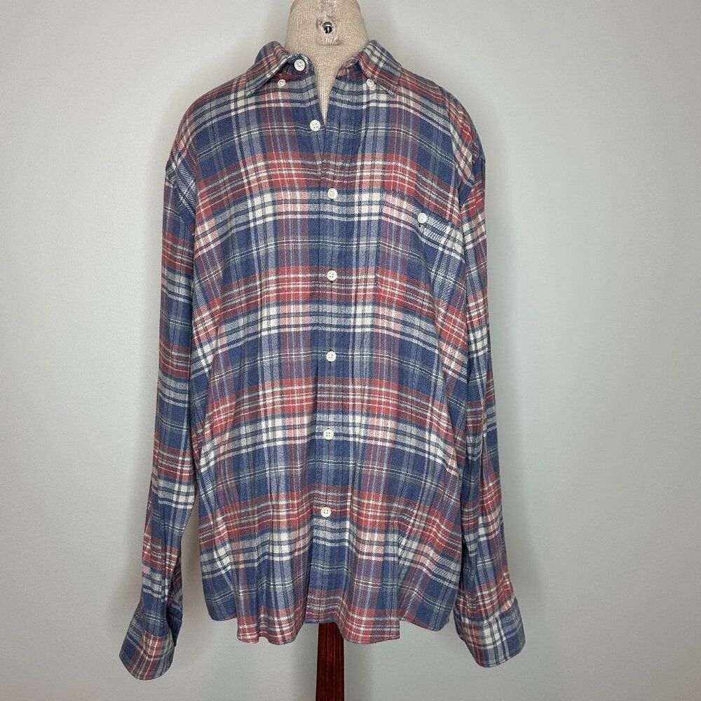 Faherty Men's Yukon Berry Plaid Brushed Flannel Sport Shirt Size XL